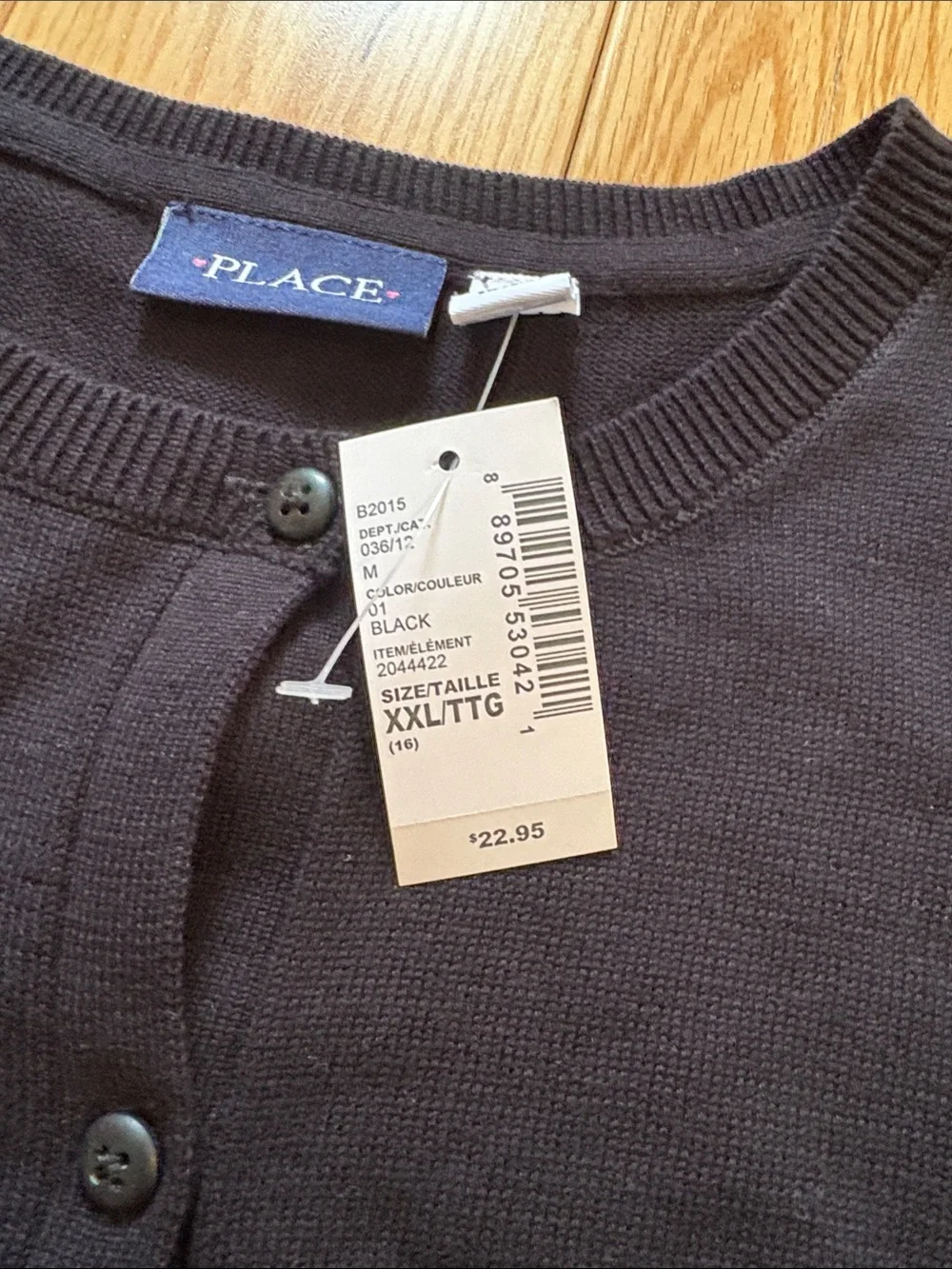 NWT The Children's Place Black Crewneck Button Cardigan